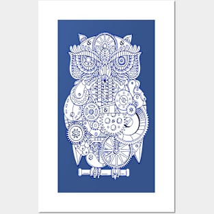 Cool Blue Steampunk Owl For Owl Lovers Posters and Art